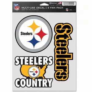 Wincraft  NFL Pittsburgh Steelers Decal Multi Use Fan - Pack of 3, Stickers, Sports Collectibles, Authentic