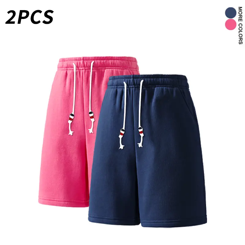 Men’s 2PCS solid color sweat shorts, classic black and white, elastic waistband with drawstring, casual streetwear shorts for men, comfortable and breathable for all occasions
