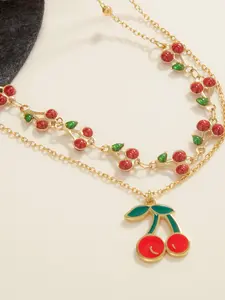 Cherry Design Pendant Necklace with Gift Box & Greeting Card, Cute Elegant Necklace for Women for Party, Daily Decor, Trendy All-match & Exquisite Jewelry for Birthday Gift