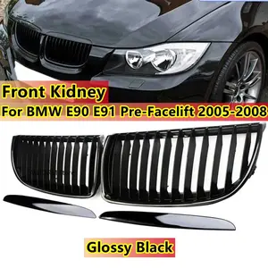 Gloss Black Car Parts Front Kidney Single Slat Grill Grille Racing Grills For BMW 3 Series E90 E91 Pre-Facelift 2005-2008 Racing Grill