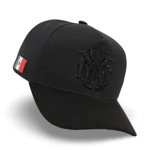 MX Rhinestone Snapback Hat | Black Mexico Hat | Embroidered Logo | Optional Mexico Flag
