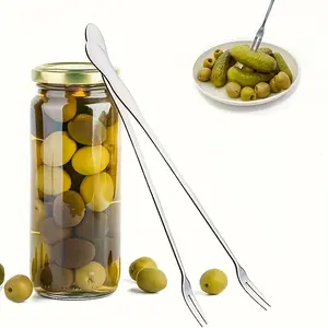 2pcs Stainless Steel Pickle Forks, Olive Forks, Long Handle Jar Pickle Grabber, Canning Fork, Cocktail Fork, Stainless Steel Fruit Fork, Kitchen Tool, Kitchen Supplies, Cutlery, Kitchenware