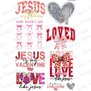 Jesus Is My Valentine Mini DTF Transfer Gang Sheet 24.5" Wide x 36" Long Direct To Film Trendy Vibrant Designs for Stylish Wardrobe