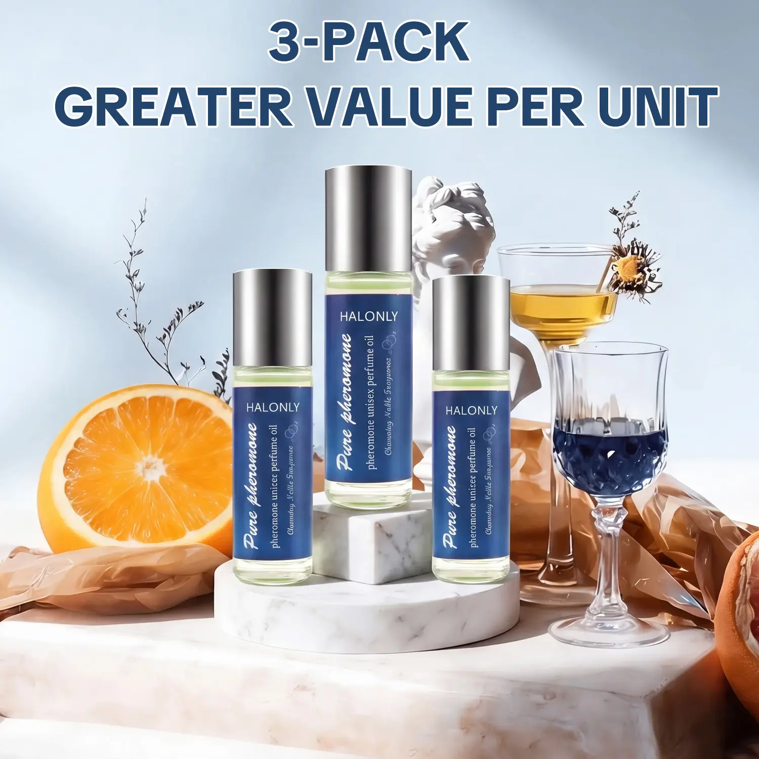 Halonly Pheromone Infused Cologne Roll On - Elegant Alluring Long-Lasting Unisex Women's Fragrance, Vegan & Cruelty-Free, TSA Approved Single Item