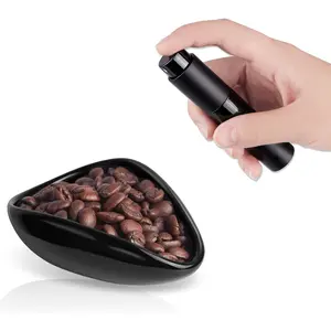 Coffee Bean Dosing Cup and Spray Bottle Set - Ceramic Espresso Accessories Kit, 8ml Static Reducing Sprayer for Cafe, Home Use Barista-Approved Dosing Tools (Black)