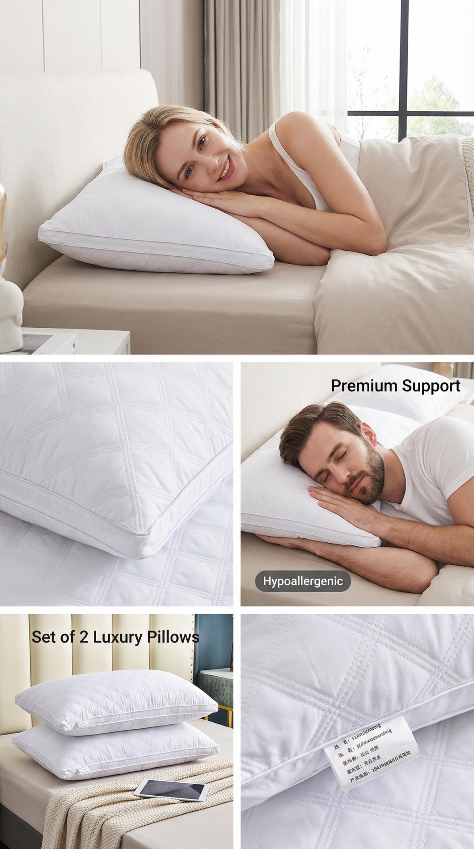 Retains its shape after long-term use! A pair of premium soft neck support pillows, machine washable