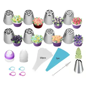27pcs Icing Nozzles Set, Cake Decorating Set, Stainless Steel Piping Icing Nozzles, Reusable Piping Bag, Baking Tool Utensils Set for Home Kitchen, Suitable for Cakes, Cupcakes, Cookies, Pastry Decorating Tools, Baking Utensils Supplies