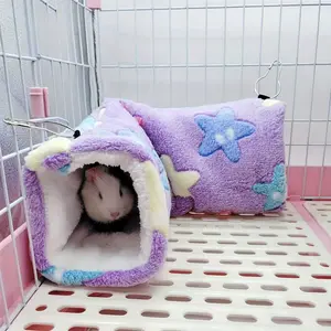 Four-Season Hamster Tunnel, Hamster Cage Habitat, Squirrel Hammock, Sugar Glider Channel, Guinea Pig Plush Sleep Bag, Cozy Pet Bedding