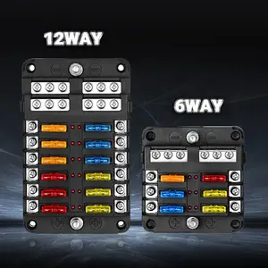 6 Way 12 Way Car LED Blade Fuse Box Seat 12V 24v Automotive Distribution Relay, Durable Vehicle Electrical Accessory, Universal Fit