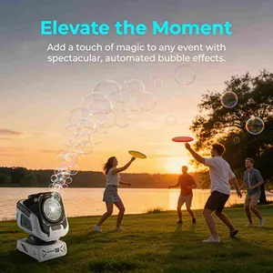 Remote Control Bubble Machine for Kids over 3 Years, 1800mah Rechargeable, RGB Atmosphere Light, Auto Rotation, Party Favors