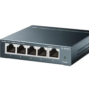 TL-SG105, 5 Port Gigabit Unmanaged Ethernet Switch, Network Hub, Ethernet Splitter, Plug & Play, Fanless Metal Design, Shielded Ports, Traffic Optimization