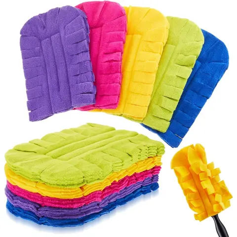 Fleece Duster Refills (6pcs/12pcs Sets, Handle Excluded) - 7.5x4.5" Synthetic Fadesafe Soft Polyester, Washable Reusable, Flexible Edge, Lightweight, Cleaning, Absorb Dust Particles, Home Office Hotel Business Ready Duster Heads