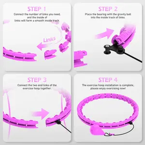 Weighted exercise hoop with 32 links (66 inches), sweet weight ball, suitable for adults Sports and fitness, suitable for women's smart sports devices, Weighted Hula Hoop, Home Workout Equipment