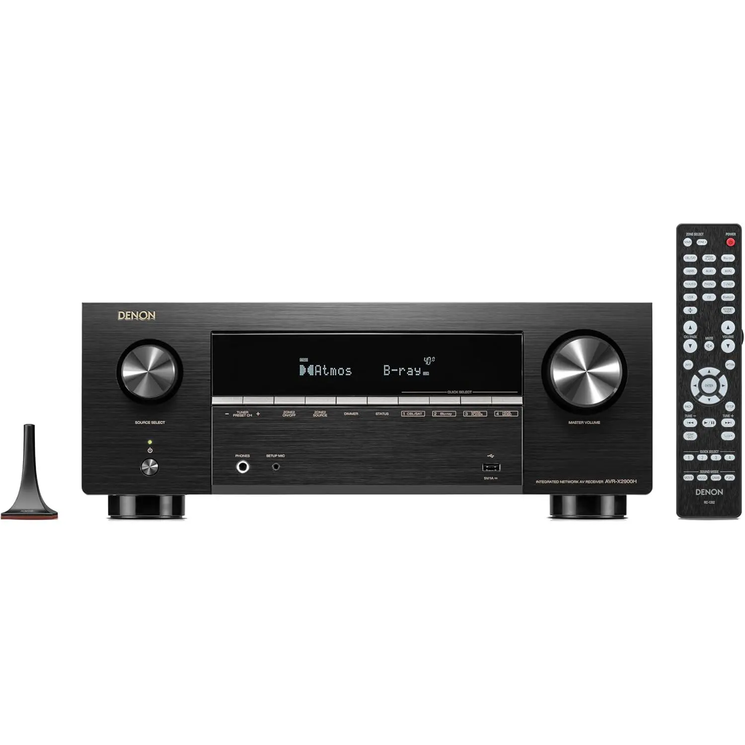 Denon AVR-X2900H 7.2 Channel AV Receiver, 95W, Dolby Atmos & DTS:X, 8K/60Hz & 4K/120Hz Video, HEOS Wireless Multiroom Streaming, Wi-Fi, Bluetooth, Audyssey MultEQ XT