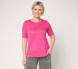 LOGO Layers by Lori Goldstein Elbow Sleeve Burnout Tee