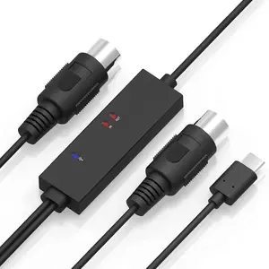 DOREMIDI MIDI Interfaces Converter for Computer Recording Musical Instruments, USB MIDI Converter Adapter with Indicator Light, MTU-11, Midi to USB C Type C Cable, 5 Pin, 1 In/Out