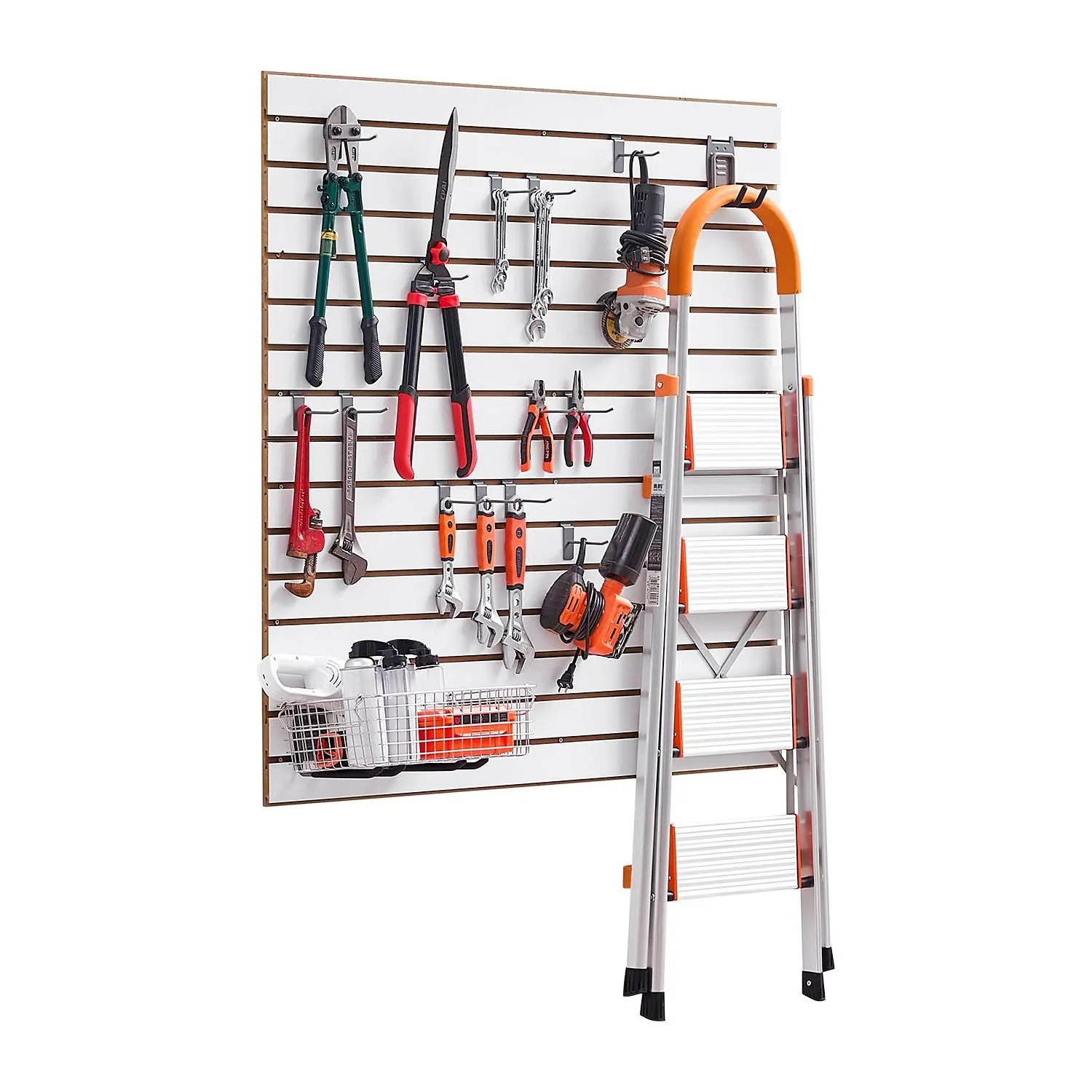 【Summerfinds】VEVOR MDF Slat Wall Paneling, 2 Panels (4x4 ft Each), Modular Fit Design, White Easy-to-Install Adjustable Panel with Coupling Structure & DIY Cutting for Garage Storage & Display, 4X4 Feet