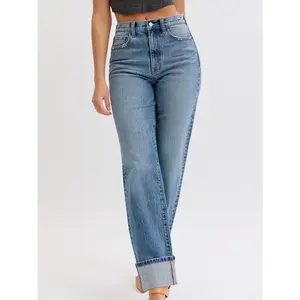 Vanna High Rise Jeans (Medium Denim) Cuffed Pocket