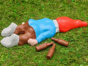 Zombie Gnomes: Passed Out Pat with Beer or Wine Bottles Zombie Gnomes: Passed Out Pat with Beer or Wine Bottles