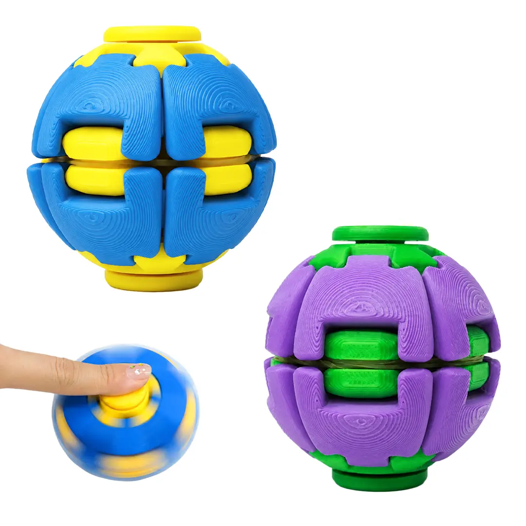 2 PACK Viral Press & Spin Fidget Ball | Ultimate Stress Relief Toy for Focus & Calm