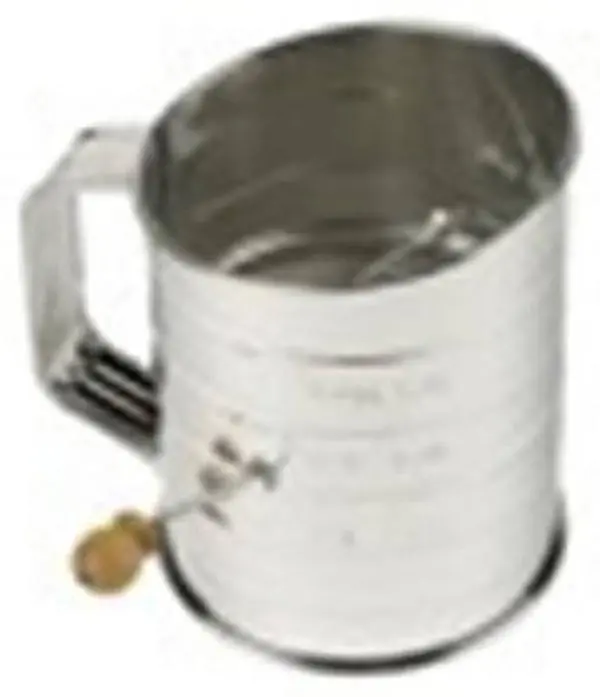 Good Cook Steel Flour Sifter, 3-Cup Capacity with Side Crank and 2-Wire Agitator, Portable Baking Supplies with Scoop Edge for Camp Kitchens