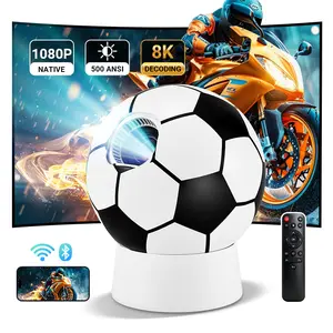Soccer Shaped 4K Projector, Portable Mini Projector for Outdoor Movies, Home Theater, & Gaming | Android TV, HD Supported, USB/HDMI Compatible | Great Gift for Sports Fans