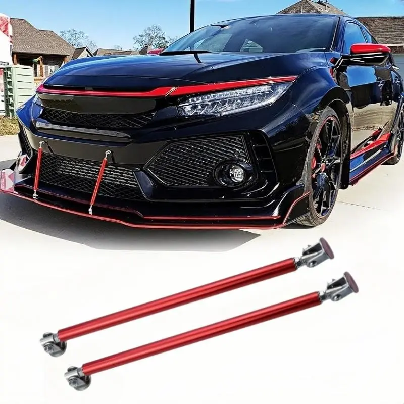 1 Pair Car Front Bumper Support Rods, No Drilling Adjustable Universal Front Lip Stabilizer, Anti-Drop Bumper Rod, Car Modification Parts ---