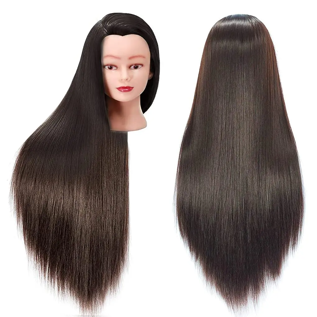 Mannequin Head with Hair  24"  Mannequin Heads for Make up, Braiding Hairdressing Doll Head for Styling Practice Cutting Training Head Cosmetology Hairdresser Synthetic