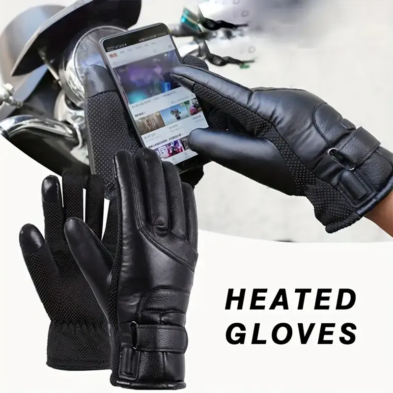 USB Heated Winter Gloves, Universal Fit Polyester Riding Gloves with Hook-and-Loop Closure for Outdoor Cycling & Commuting, Heated Gloves