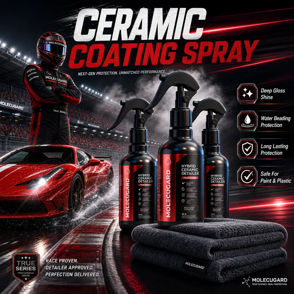 MolecuGard Hybrid Ceramic Coating Spray forCars, Hydrophobic Car Wax Spray, High Gloss Shine,WaterBeading Paint Protection, Quick Detailer for Paint,Glass,Plastic, Car shine, Wheels & Trim 250ml