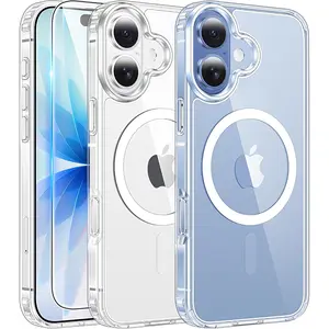 FNTCASE For iPhone 17/16/15/14/13 Clear Phone Cases Magnetic Charging Anti Yellowing Shockproof Magsafe Support with Screen Protector