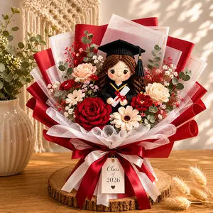 Handmade Amigurumi Graduation Bouquet – Crochet Graduation Flower Doll for Class of 2026 | Viral Handmade Senior Gift, Cute Graduation Keepsake Bouquet for Photos, Graduation Party & Lasting Memories