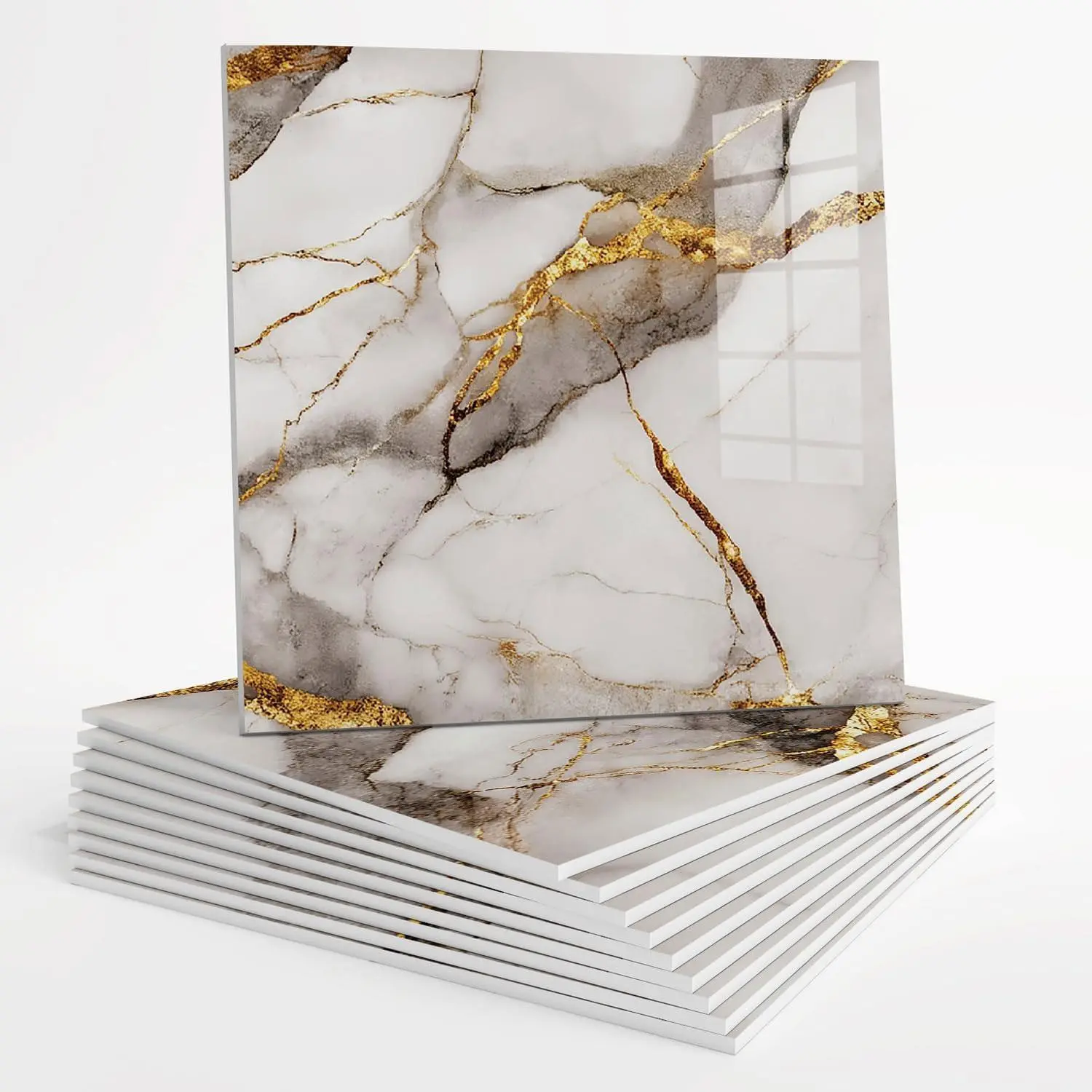 Marble sticker waterproof bathroom wall panels, PVC kitchen tiles, colored non-tile appearance, 11.8"x11.8", 10/20 piece set, Waterproof Marble Stickers