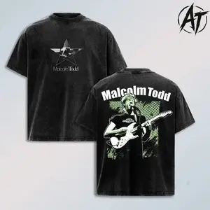 Malcolm Todd Vintage Washed Oversized Concert T-Shirt, Indie Pop Guitar Performance Graphic Tee, Retro Tour Inspired Streetwear, Heavyweight Cotton Music Fan Shirt, Y2K Aesthetic Double Sided Singer Merch, Viral TikTok Indie Artist Apparel Gift