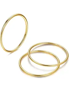 1mm 14K Gold Plated Stackable Rings for Women Stainless Steel Simple Thin Ring Gold Simple Small Thumb Statement Band Rings Comfortable Fit