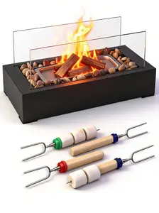Tabletop Fire Pit with Smores Sticks Smokeless Indoor Outdoor Fireplace Cozy Patio Backyard Party Vibe Maker Adjustable Flame Safe for Decks Home Decor Ideal for Romantic Home Decor Portable Design