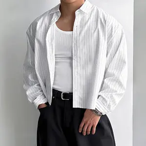 Men's minimalist stripe cropped long sleeve shirt