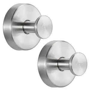 2 Pack Suction Cup Hooks for Shower, Bathroom, Hanging Towels, Robes - Mount on Shower Glass Doors, Tile, Mirrors - Matte Black