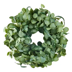 VEVOR Artificial Decorative Wreath,  26 in, Green, Decorated with Eucalyptus Leaves, Berries, Thorny Stems, Year Round Wreath for All Seasons Indoor and Outdoor Home Wall Window Festival Decorations