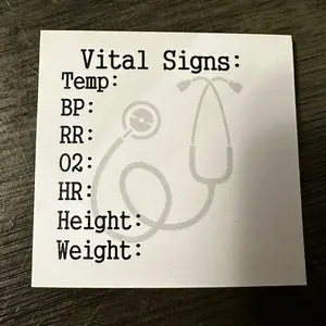 Vital Signs Sticky Notes for Nurses w/ height and weight!  Simple Version! - 50 Sheets, 3x3 Size
