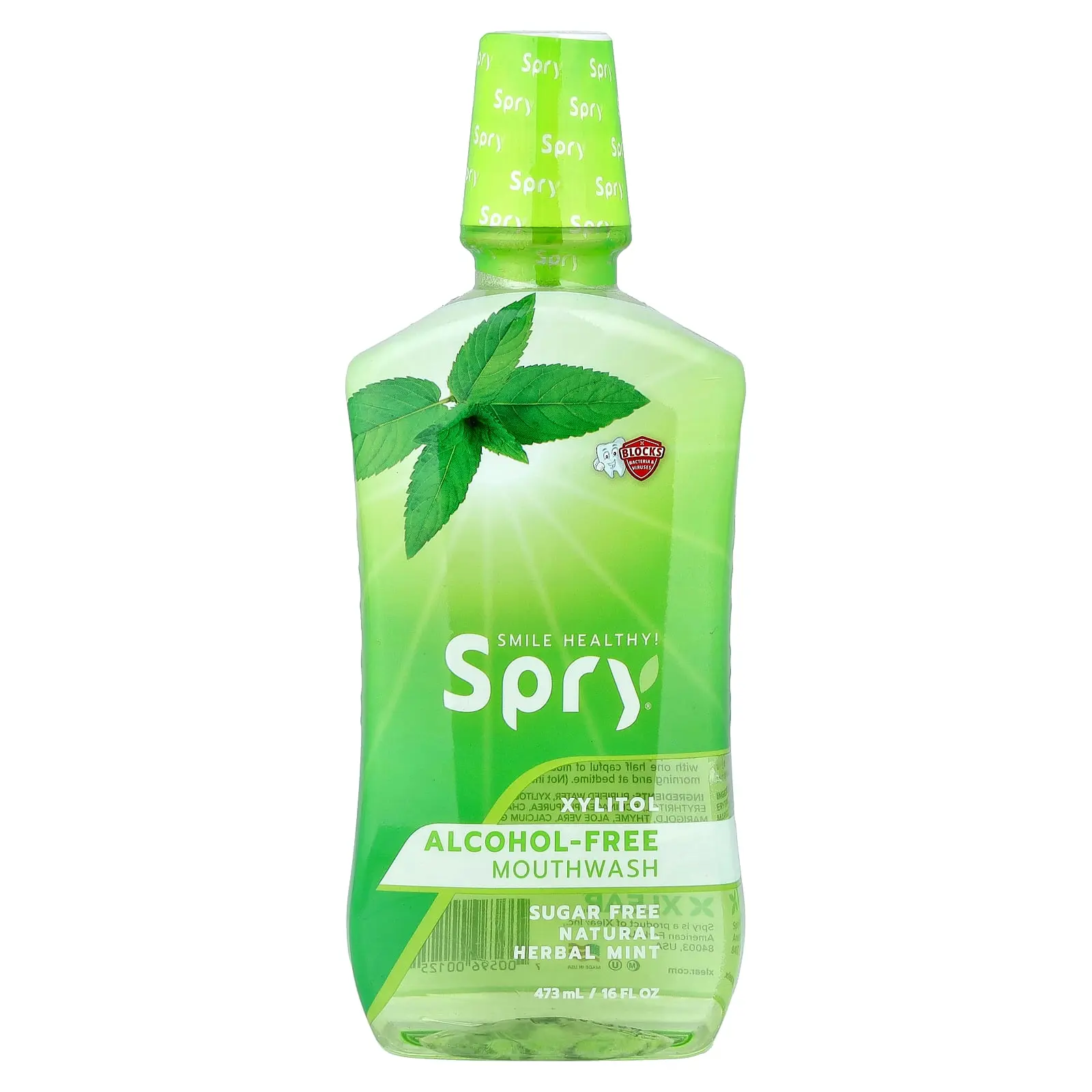 Xlear Spry® Mouth Wash, Alcohol-Free, Natural Herbal Mint, 16 fl oz (473 ml)