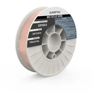 Sunstac ER70S-6 .030"/.035" Diameter Carbon Steel Solid Core MIG Wire, Copper Coated Low Spatter Gas MIG Welding Wire on 10-Pound Spool
