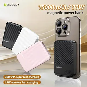 Magnetic Wireless Power Bank 15000mAh, 30W Fast Charging Portable Charger for MagSafe, Ultrathin External Battery Pack GaN Type-C, Magnetic Phone Charger for iPhone 16 15 14 13 Pro Max, Samsung, Travel Power Supply Mobile Power Bank