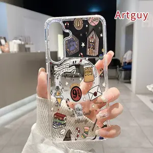 Compatible for Samsung Galaxy S26 Edge S23 Ultra S24 Plus FE S25 S22+ Wizarding Whimsy Pattern Shockproof Non-Yellowing Crystal Transparent Acrylic Soft Case Supports Wireless Charging