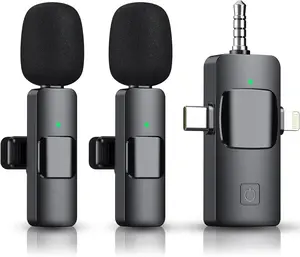 3 in 1 Wireless Microphone for iPhone, Camera, Android, iPad, Mini Lavalier Microphone Noise Reduction No Need App for Video Recording/Vlog/Interview Audio Cable