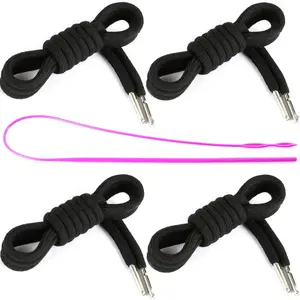 4 count 53 Inches Drawstring Cords Replacement Drawstrings with Easy Threader for Sweatpants Shorts Pants Hoodies(Black)
