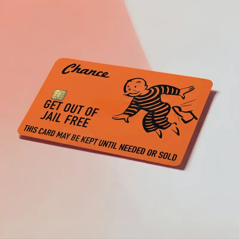 Get Out Of Jail FREE Credit Card Skin, Debit Card Covering Personalization Unique