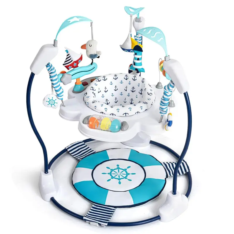 Baby Activity Center Jumper with Vibrant Nautical Theme, Adjustable 360° Rotating Seat, Playful Design and Infant Toys, Adjustable Seat
