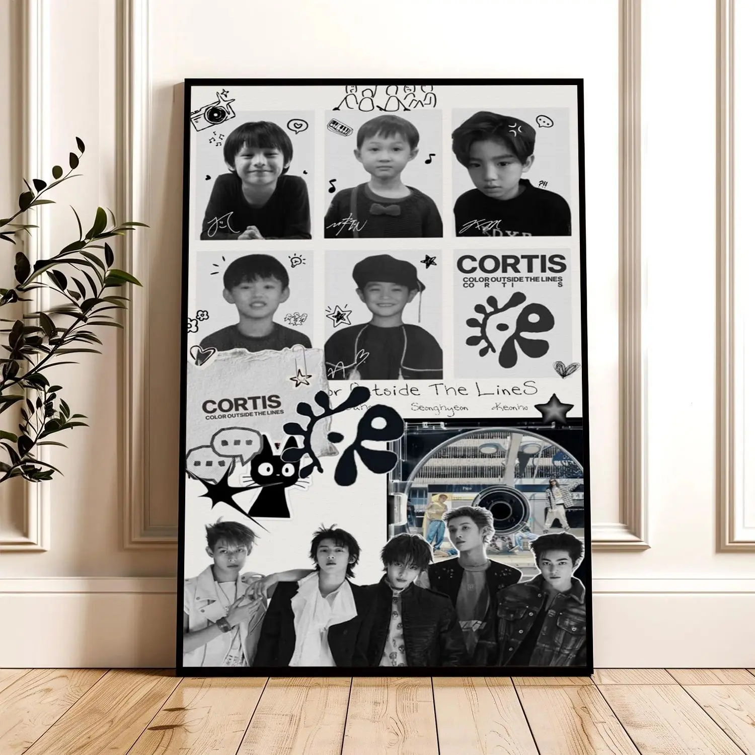 [25% OFF] [UNFRAMED] Cortis Childhood Collage Poster Print, Black and White K-Pop Group Wall Art, Y2K Fan Room Decor