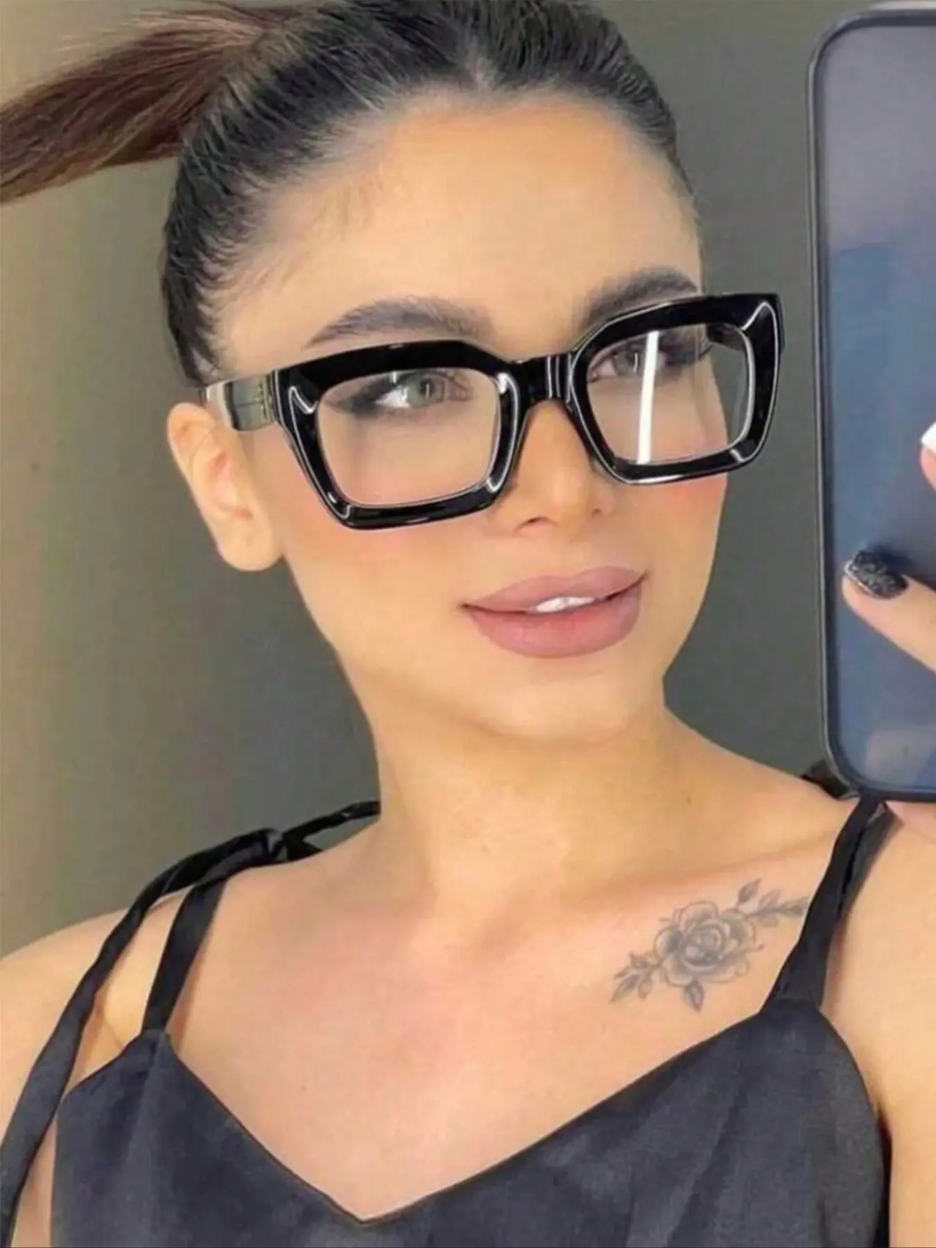 Women's Square Retro Fashion Glasses, Square Frame Eyewear, Anti-Blue Light, Metal Hinges, Casual Luxury Style, Perfect for Daily Commuting & School, Square Frame Eyeglasses, Everyday Eyewear